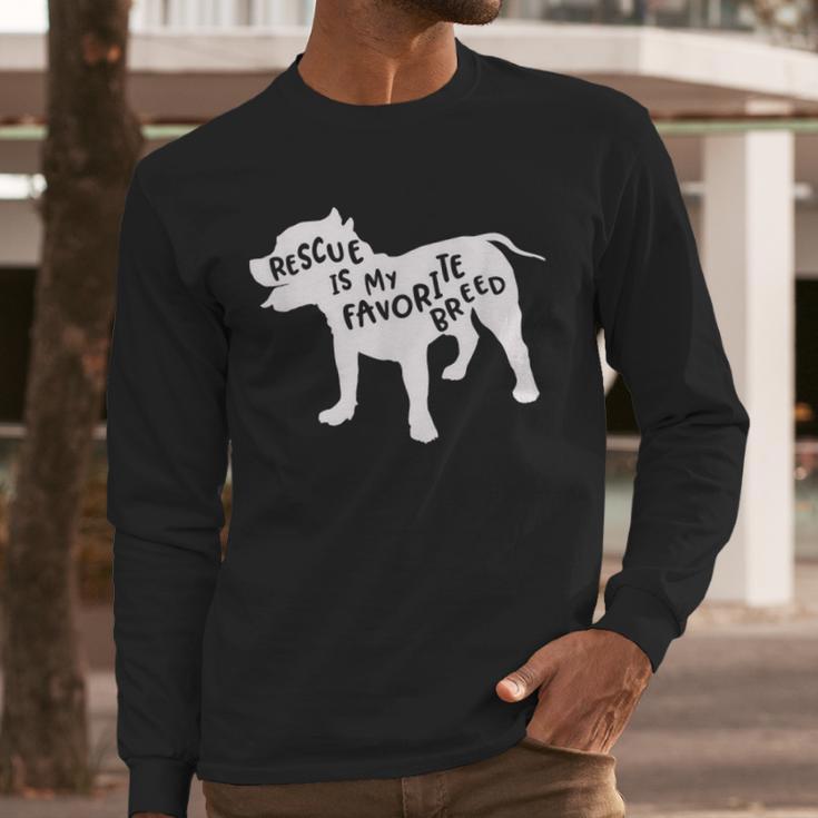 Rescue Is My Favorite BreedShirt Pitbull Mam Dad Shirt Men Long Sleeve T-Shirt