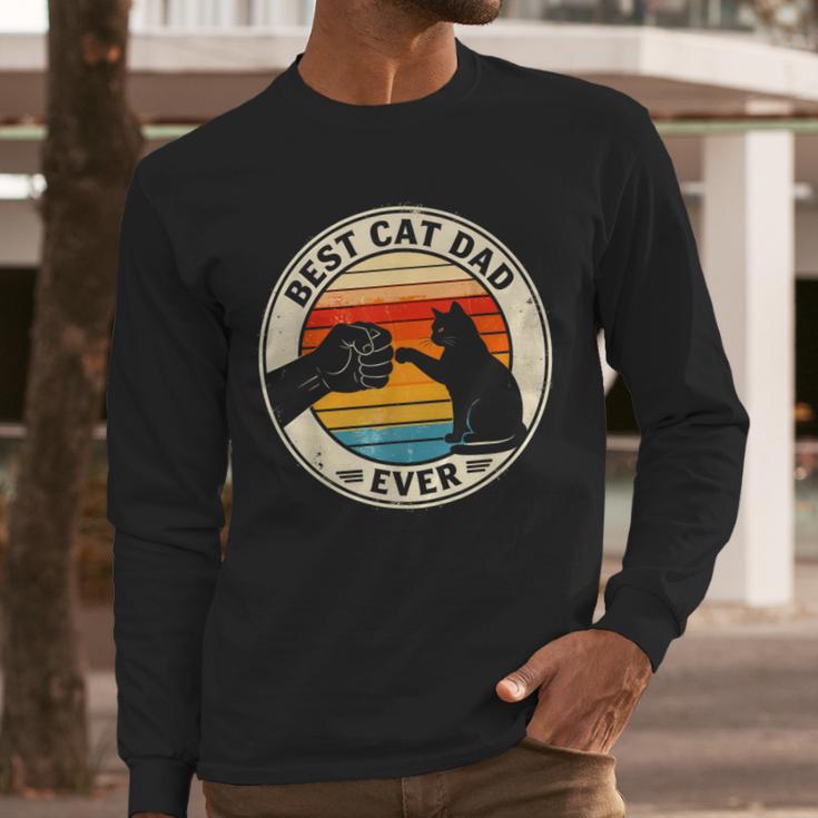 Retro Cat Dad Ever Cats Lovers For Men Women And Kids Men Long Sleeve T-Shirt