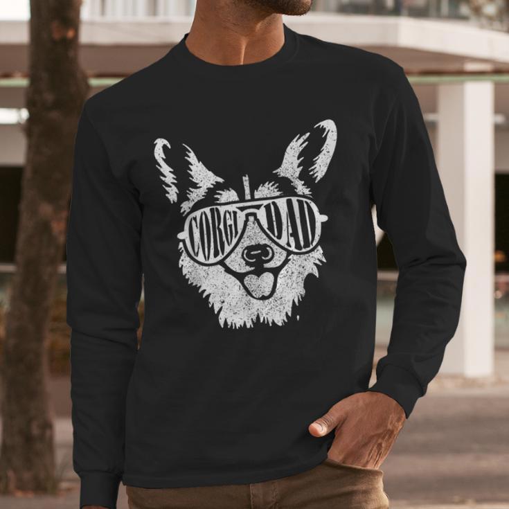 Retro Corgi Dad Dog Owner Pet Welsh Corgi Fathers Day Men Long Sleeve T-Shirt