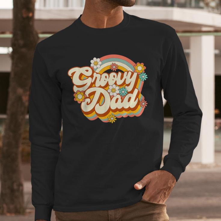 Retro Groovy Dad Family Birthday 60s 70s Hippie Costume Men Long Sleeve T-Shirt