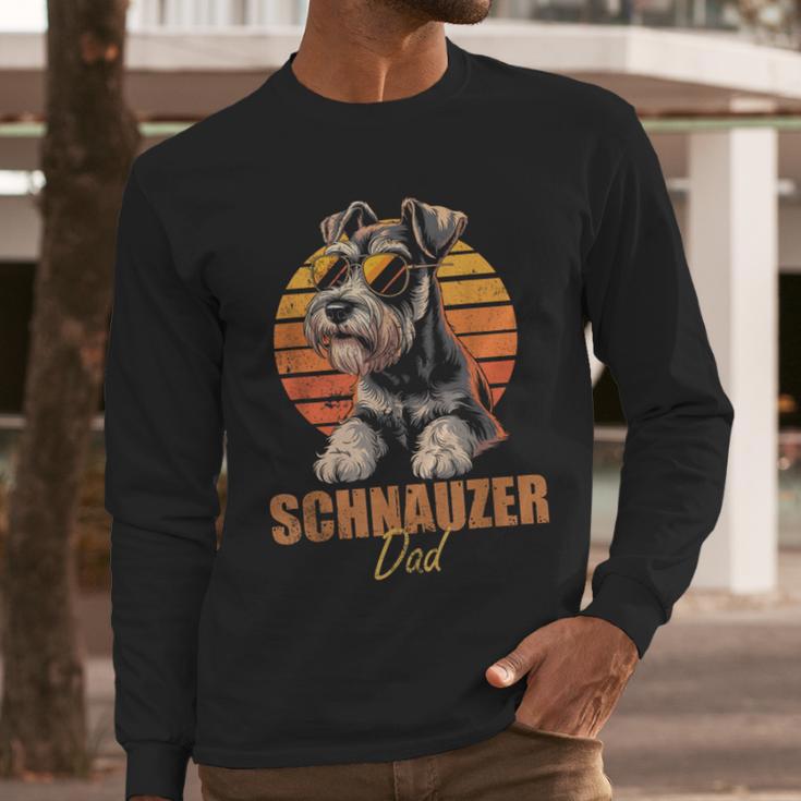 Retro Miniature Schnauzer Dad Vintage Dog Lovers Men Long Sleeve T-Shirt