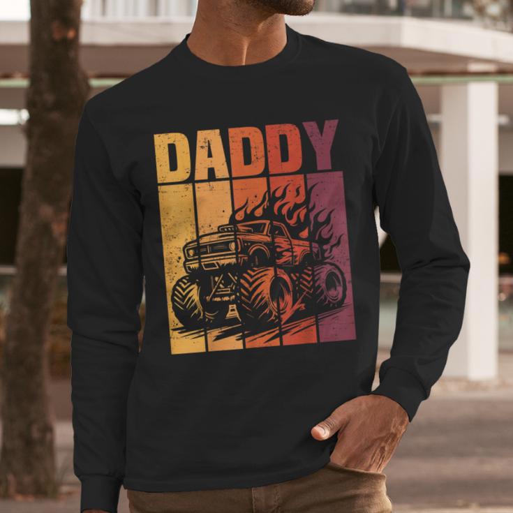 Retro Monster Truck Daddy Matching Family Birthday Party Men Long Sleeve T-Shirt