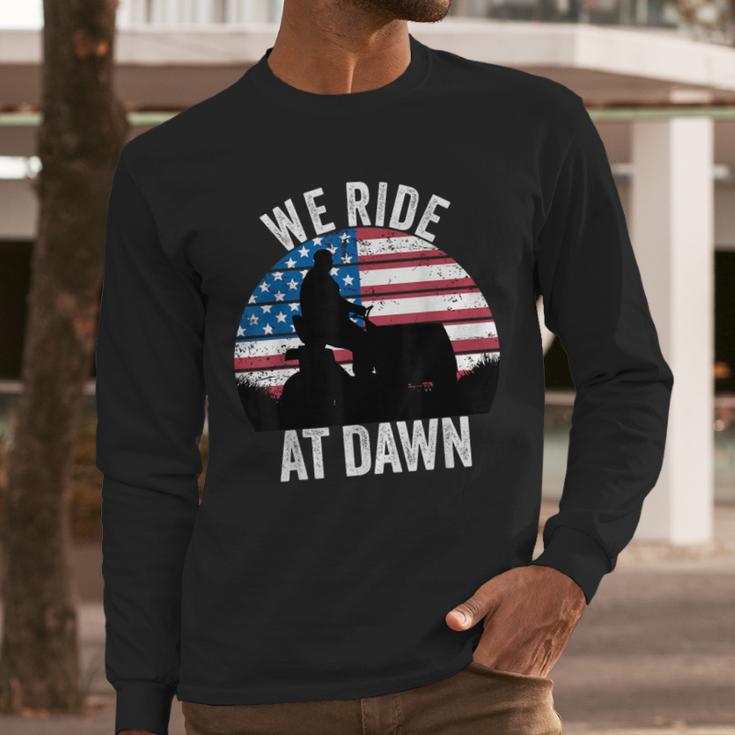 We Ride At Dawn Lawnmower Lawn Mowing Dad Vintage Men Men Long Sleeve T-Shirt