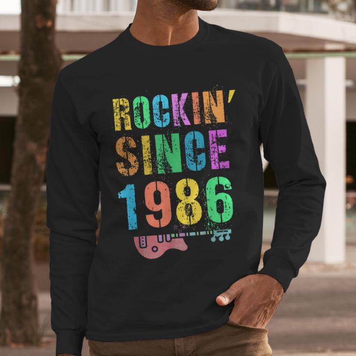 Rockin' Since 1986 Vintage Rockstar 40th Birthday Mom Dad 40 Men Long Sleeve T-Shirt