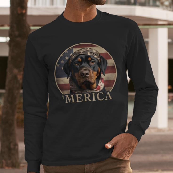 Rottie Dog Mom Dad 'Merica Rottweiler Men Long Sleeve T-Shirt Rottie Dog Mom Dad 'Merica Rottweiler Men Long Sleeve T-Shirt