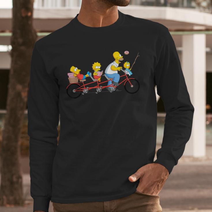 The Simpsons Father's Day Homer And Kids Bike Ride With Dad Men Long Sleeve T-Shirt