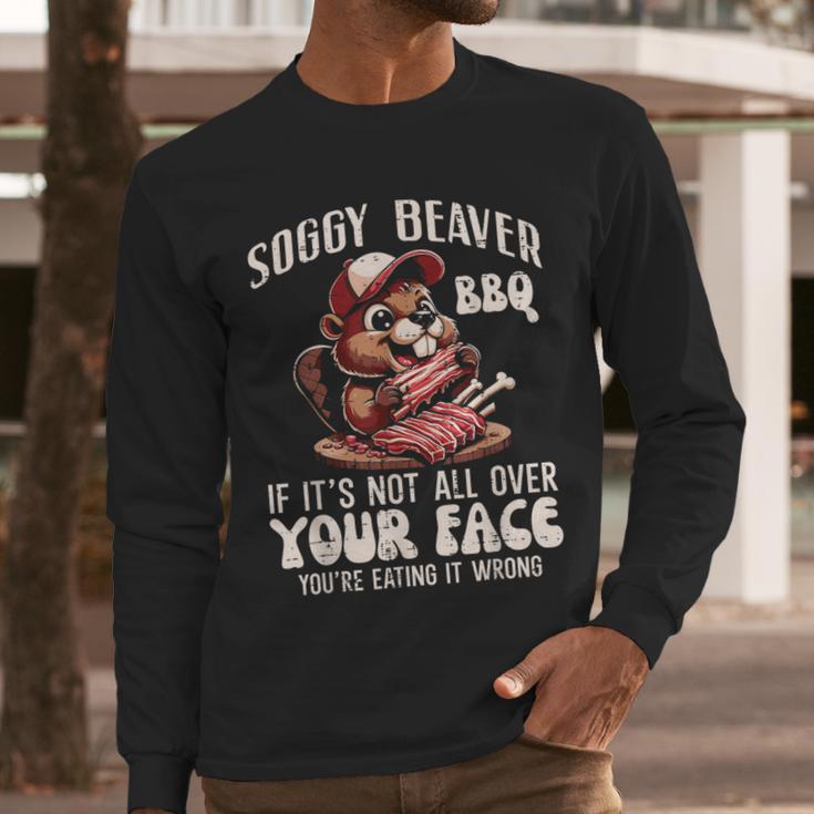 Soggy Beaver Bbq Barbecue Grill Master Humor Dad Men Men Long Sleeve T-Shirt
