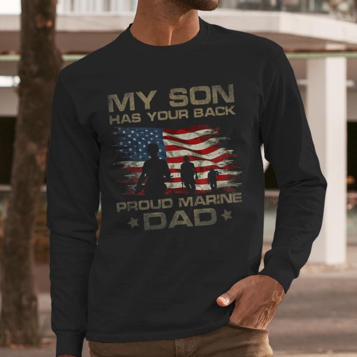 My Son Has Your Back Marine Dad Camouflage Men Long Sleeve T-Shirt