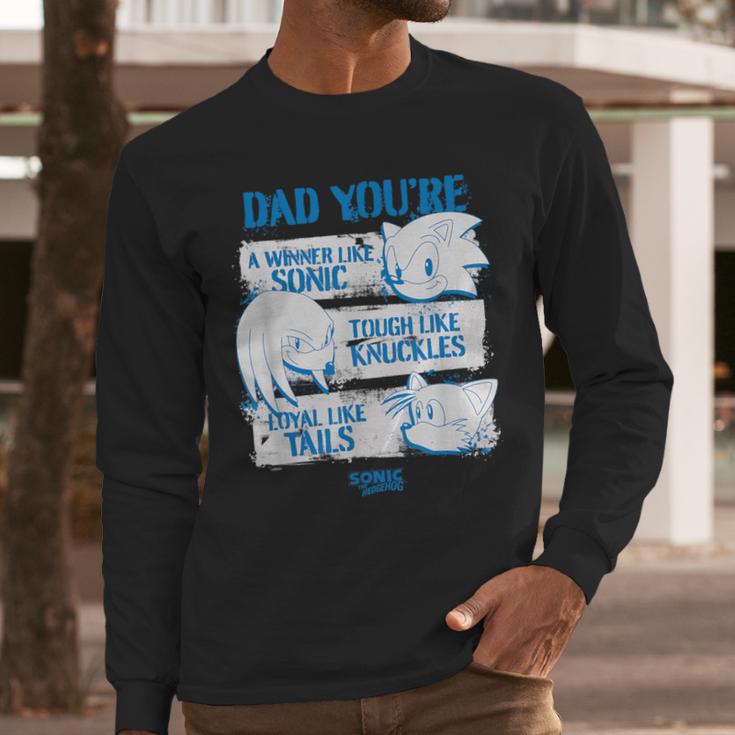 Sonic The Hedgehog Father's Day Dad Qualities Distressed Men Long Sleeve T-Shirt Sonic The Hedgehog Father's Day Dad Qualities Distressed Men Long Sleeve T-Shirt