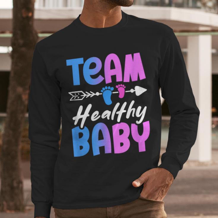 Team Healthy Baby Gender Reveal Pregnancy Mom Dad Men Long Sleeve T-Shirt
