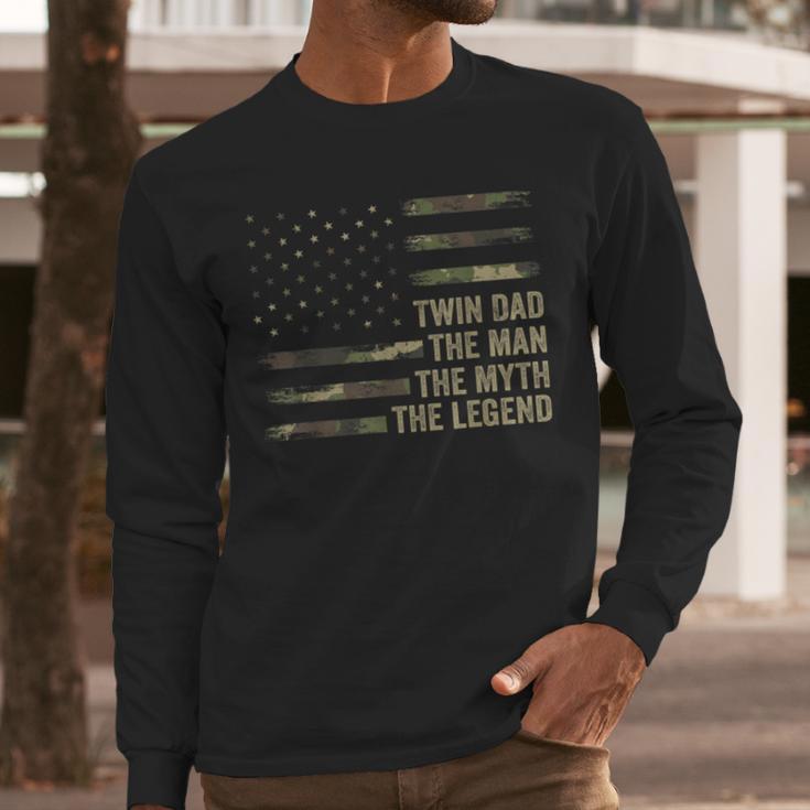Twin Dad Camo USA Flag Twin Dad The Man The Myth The Legend Men Long Sleeve T-Shirt