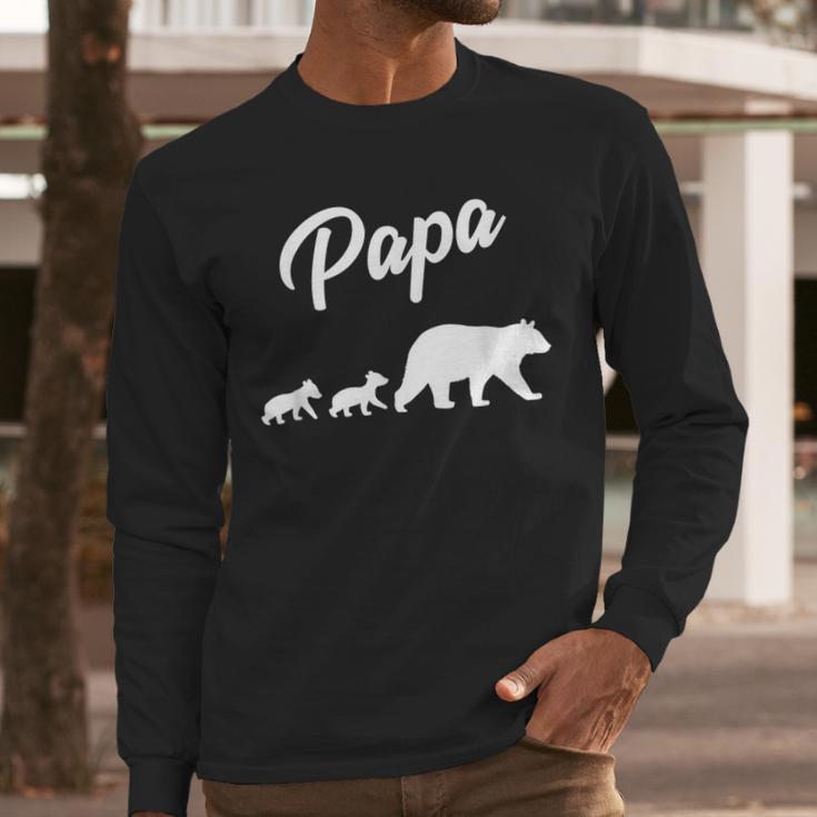 Twin Dad Papa Bear Two Cubs 2 Kids Men Long Sleeve T-Shirt