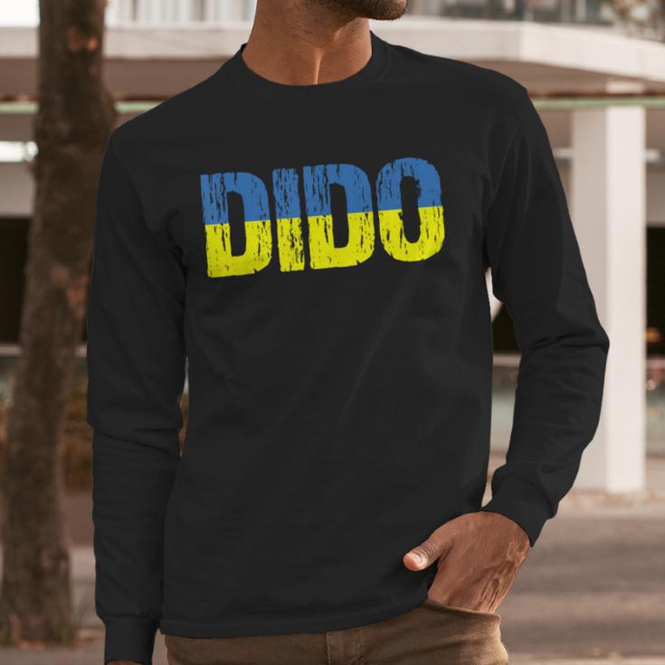 Ukrainian Dido Grandfather Dad Ukraine Flag Distressed Men Long Sleeve T-Shirt