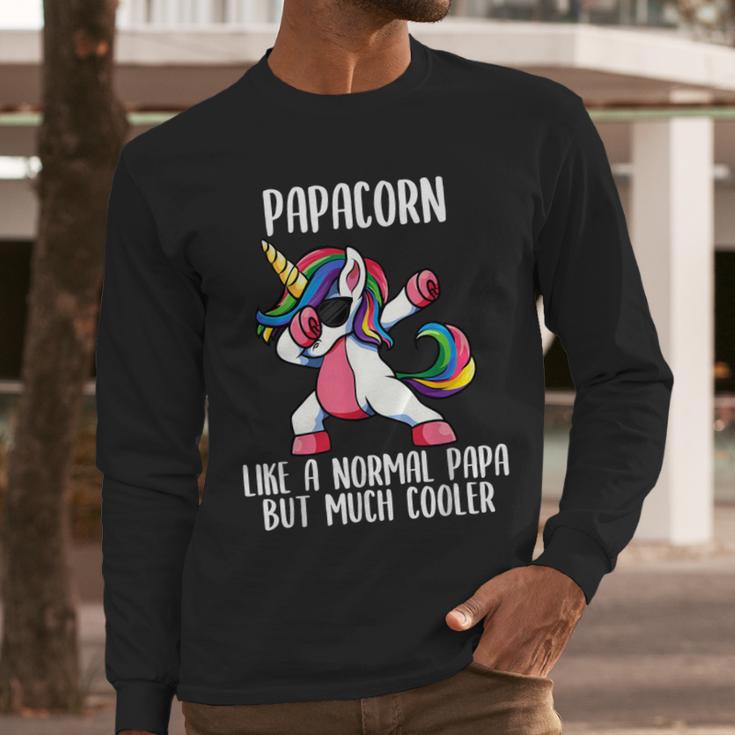 Unicorn Dad Girl Birthday Party Clothing Papacorn Men Long Sleeve T-Shirt