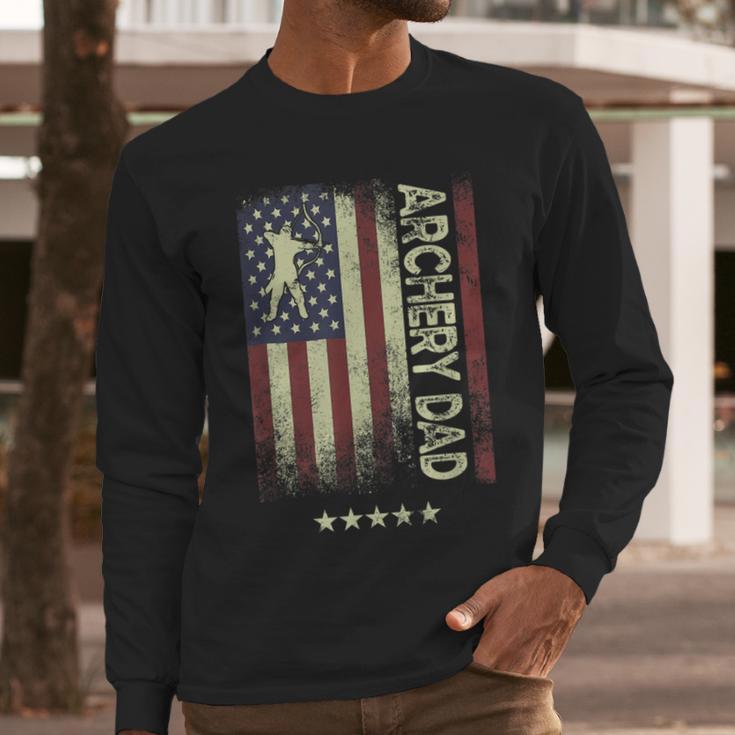 USA American Flag Archery Dad Men Long Sleeve T-Shirt