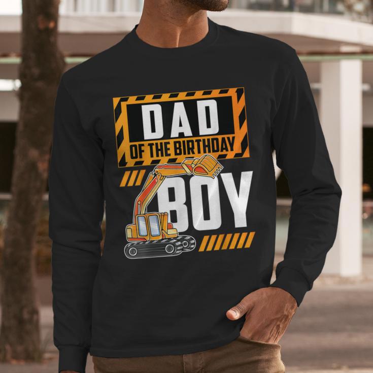 Vehicle Construction Excavator Dad Of The Birthday Boy Small Men Long Sleeve T-Shirt