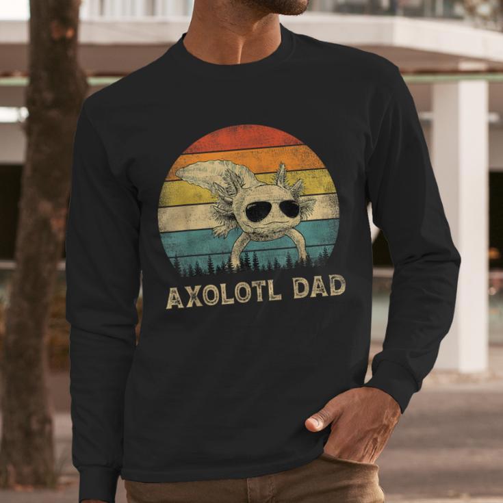 Vintage Axolotl Dad Axolotl Lovers Daddy Father's Day Men Long Sleeve T-Shirt