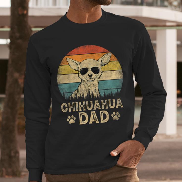Vintage Chihuahua Dad Dog Lovers Father's Day Tee Men Long Sleeve T-Shirt