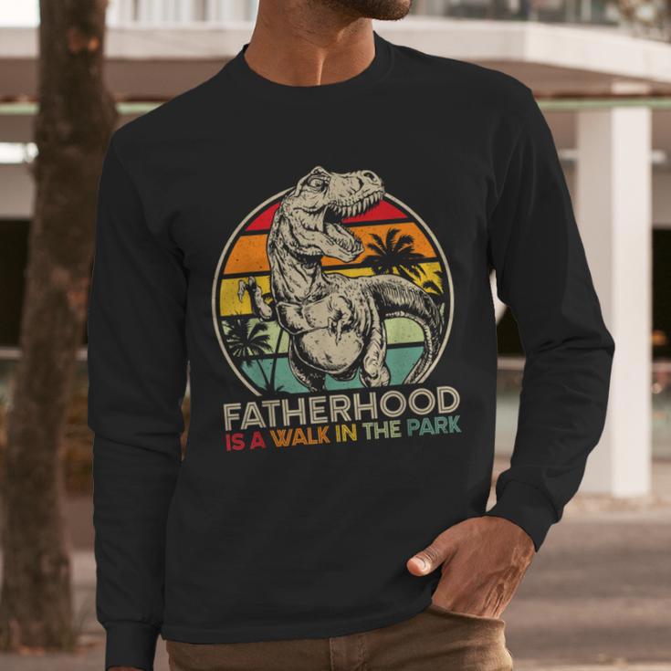 Vintage Fatherhood Is A Walk In The Park DadRex Dinosaur Men Long Sleeve T-Shirt