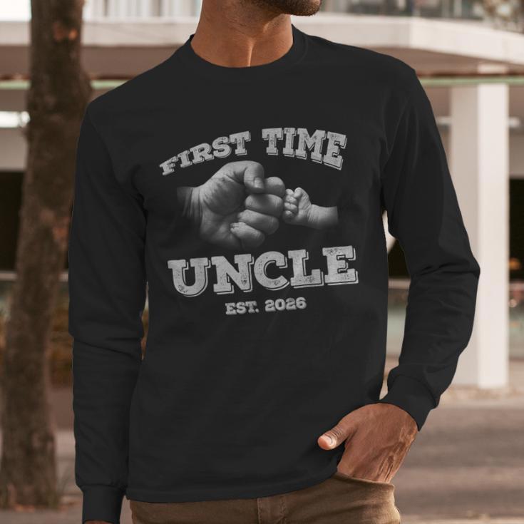 Vintage First Time Uncle 2026 Hand Dad Baby Father's Day Men Long Sleeve T-Shirt Vintage First Time Uncle 2026 Hand Dad Baby Father's Day Men Long Sleeve T-Shirt