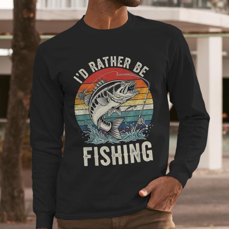 Vintage I'd Rather Be Fishing Graphic Bass Dad Boy Men Men Long Sleeve T-Shirt Vintage I'd Rather Be Fishing Graphic Bass Dad Boy Men Men Long Sleeve T-Shirt