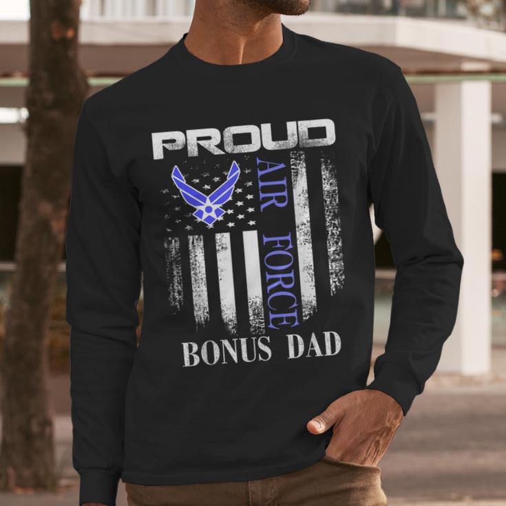 Vintage Proud Air Force Bonus Dad With American Flag Men Long Sleeve T-Shirt