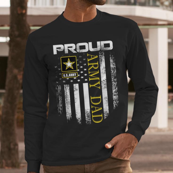Vintage Proud Army Dad With American Flag Men Long Sleeve T-Shirt