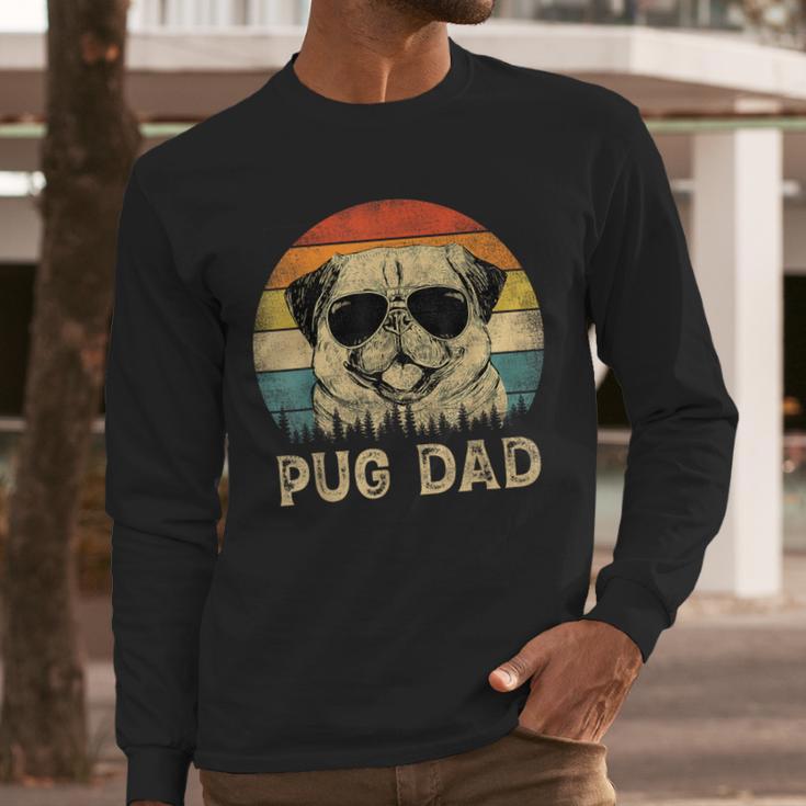 Vintage Pug Dad Dog Lovers Father's Day Tee Men Long Sleeve T-Shirt