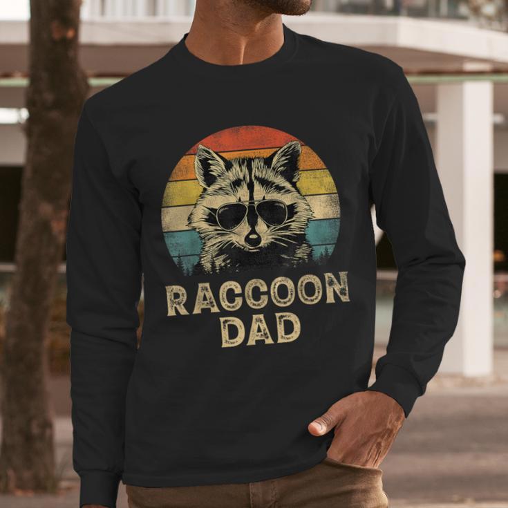 Vintage Raccoon Dad Raccoon Lovers Daddy Father's Day Men Long Sleeve T-Shirt
