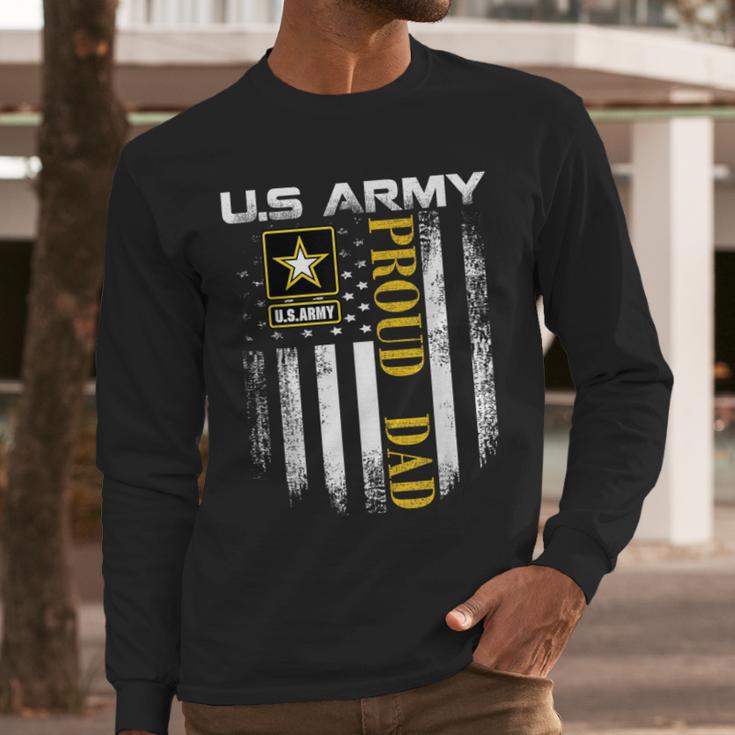 Vintage US Army Proud Dad With American Flag Men Long Sleeve T-Shirt