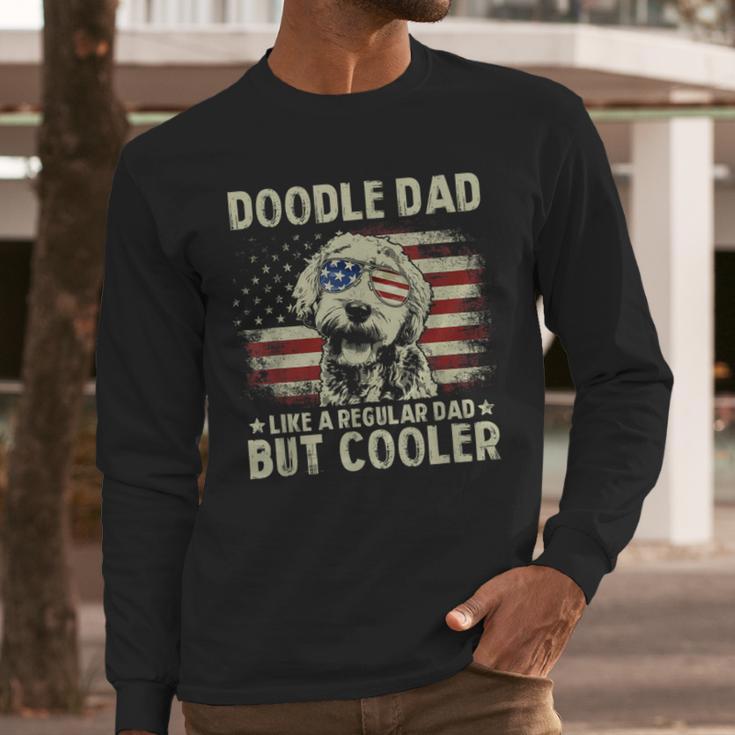 Vintage USA Flag Goldendoodle Doodle Dad Fathers Day Men Men Long Sleeve T-Shirt