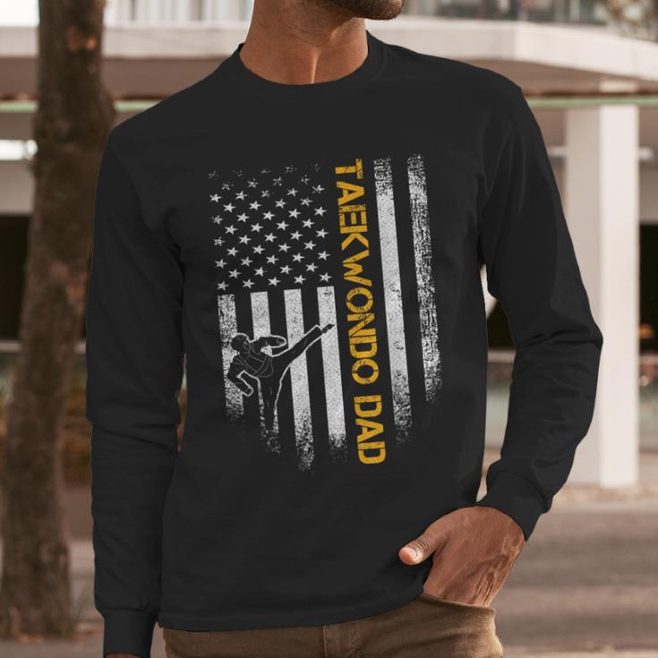 Vintage USA Flag Korea Taekwondo Training Dad Silhouette Men Long Sleeve T-Shirt Vintage USA Flag Korea Taekwondo Training Dad Silhouette Men Long Sleeve T-Shirt