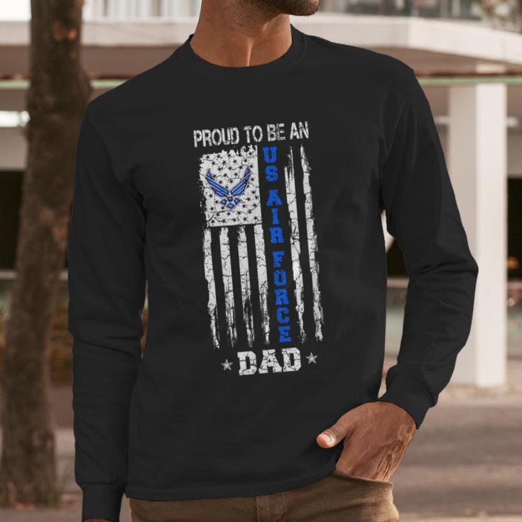 Vintage USA Flag Proud To Be An US Air Force Dad Men Long Sleeve T-Shirt