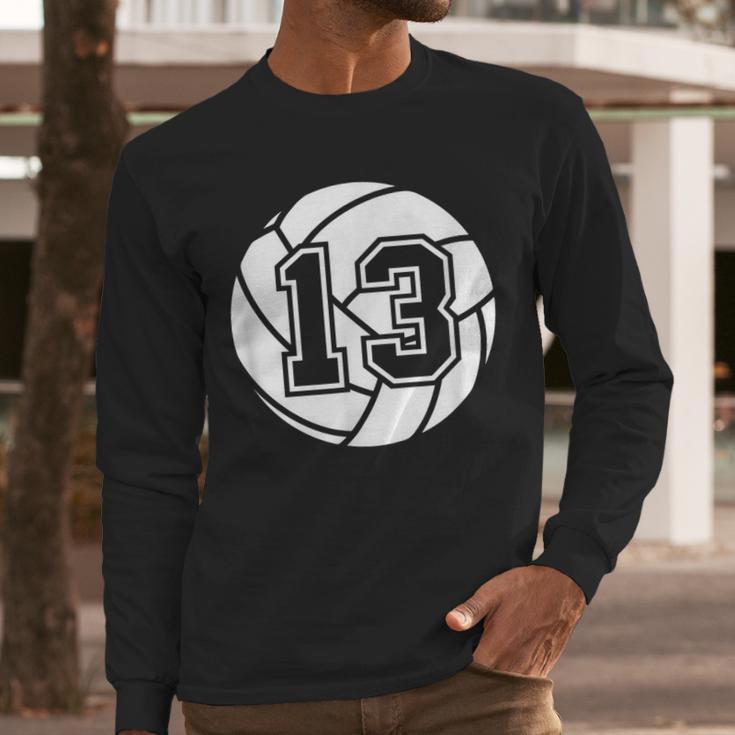 Volleyball Player 13 Volleyball Mom Dad Jersey Number 13 Men Long Sleeve T-Shirt