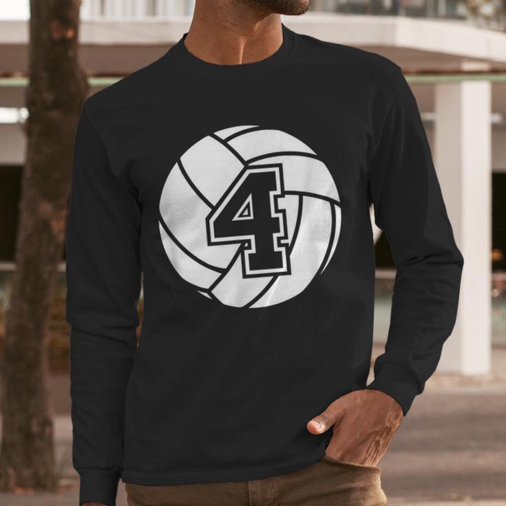 Volleyball Player 4 Volleyball Mom Dad Jersey Number 4 Men Long Sleeve T-Shirt