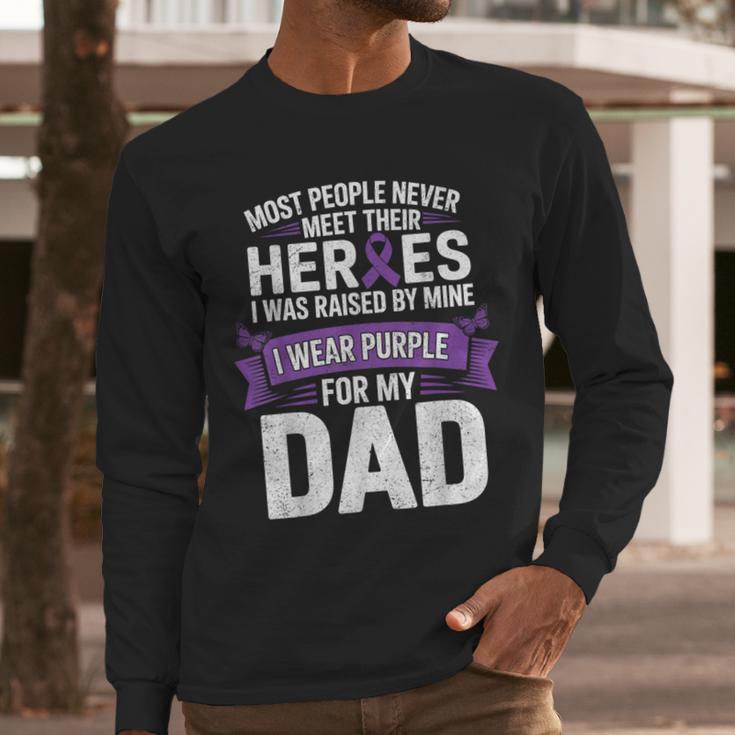 I Wear Purple For My Dad Pancreatic Cancer Support Men Long Sleeve T-Shirt I Wear Purple For My Dad Pancreatic Cancer Support Men Long Sleeve T-Shirt