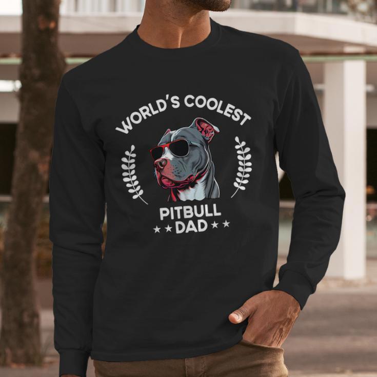 World's Coolest Dog Dad Papa Men Pitbull Men Long Sleeve T-Shirt