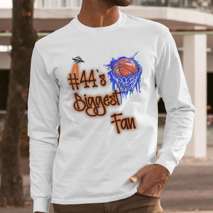 44 Biggest Fan Of Basketball Player Number 44 Dad Mom Men Long Sleeve T-Shirt