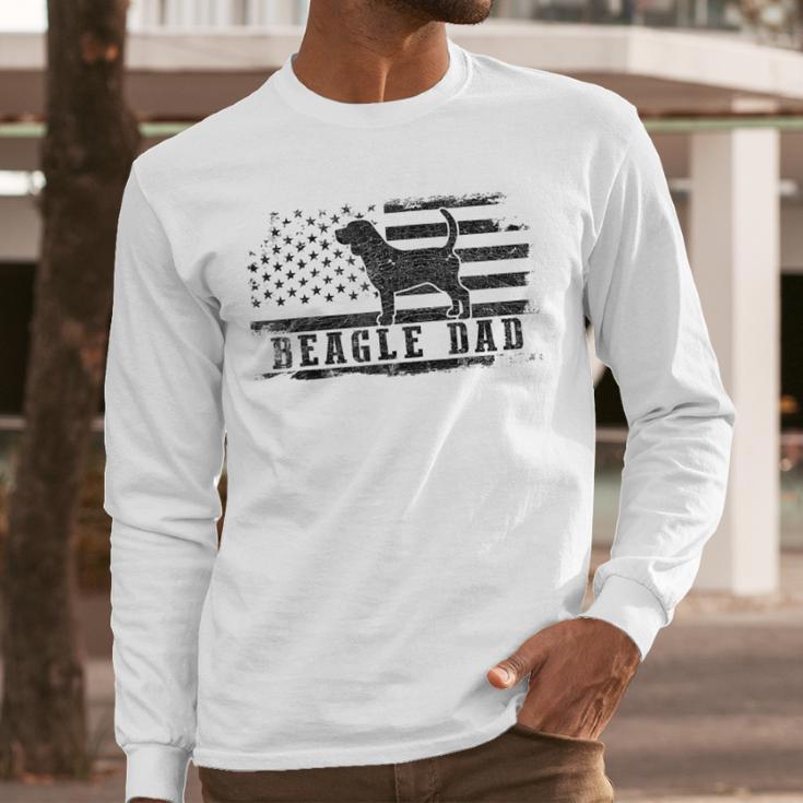 Beagle Dad Distressed American Flag Patriotic Dog Men Long Sleeve T-Shirt