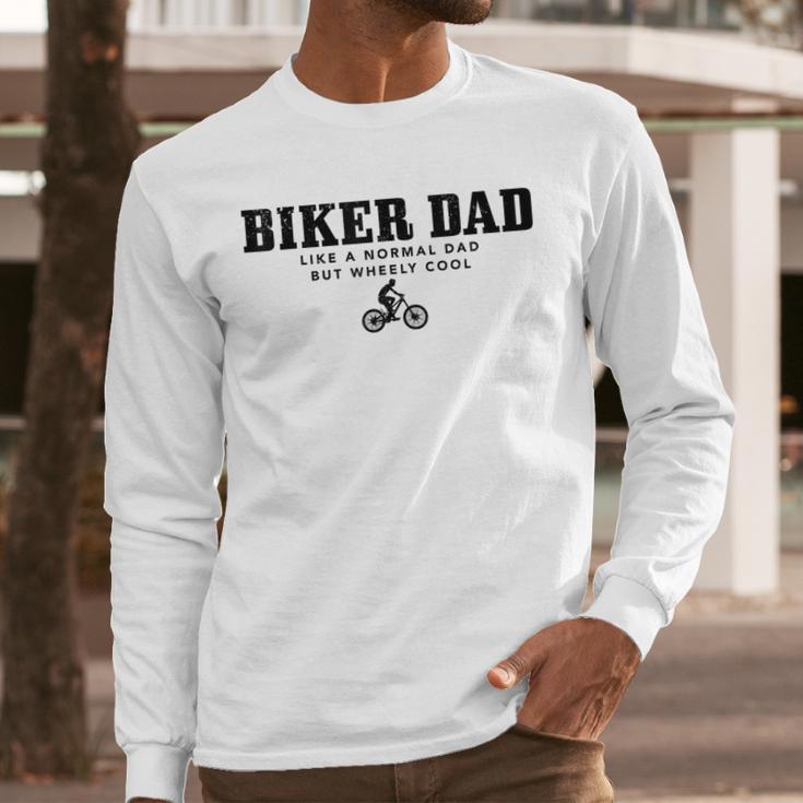 Biker Dad Mountain Bike MTB Father's Day Cyclist Men Long Sleeve T-Shirt