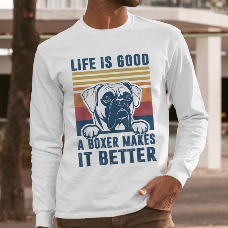 Boxer Dog For Men Women Boxer Dog Dad Mom Small Men Long Sleeve T-Shirt