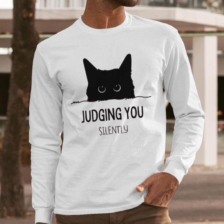 Cat Judging You Silently Cat Mom Dad Premium Tri-Blend Men Long Sleeve T-Shirt