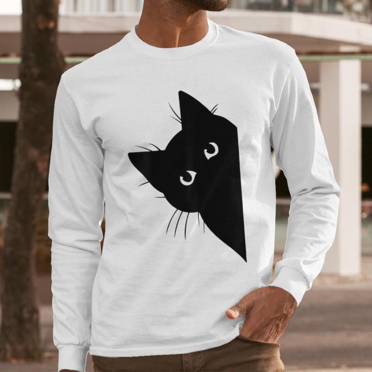 Curious Cat Peeking Sneaky Cat Cat Mom Cat Dad Men Long Sleeve T-Shirt Curious Cat Peeking Sneaky Cat Cat Mom Cat Dad Men Long Sleeve T-Shirt