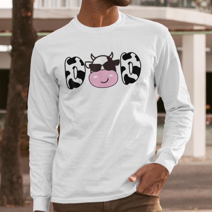Dad Of The Birthday Girl Cow Daddy Papa Bday Matching Men Long Sleeve T-Shirt