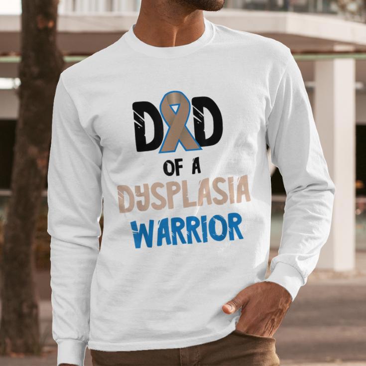 Dad Of A Hip Dysplasia Warrior Beige Blue Hip Dysplasia Men Long Sleeve T-Shirt