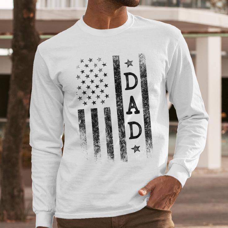 Dad Patriotic American USA Flag Father's Day Dad Men Long Sleeve T-Shirt