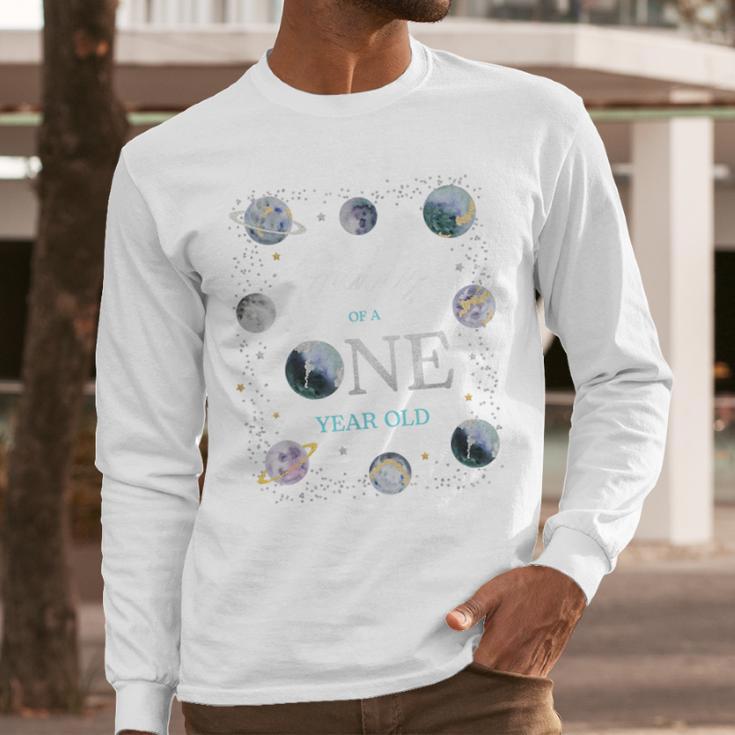 Daddy Houston We Have One Year Old Space Theme 1st Birthday Men Long Sleeve T-Shirt