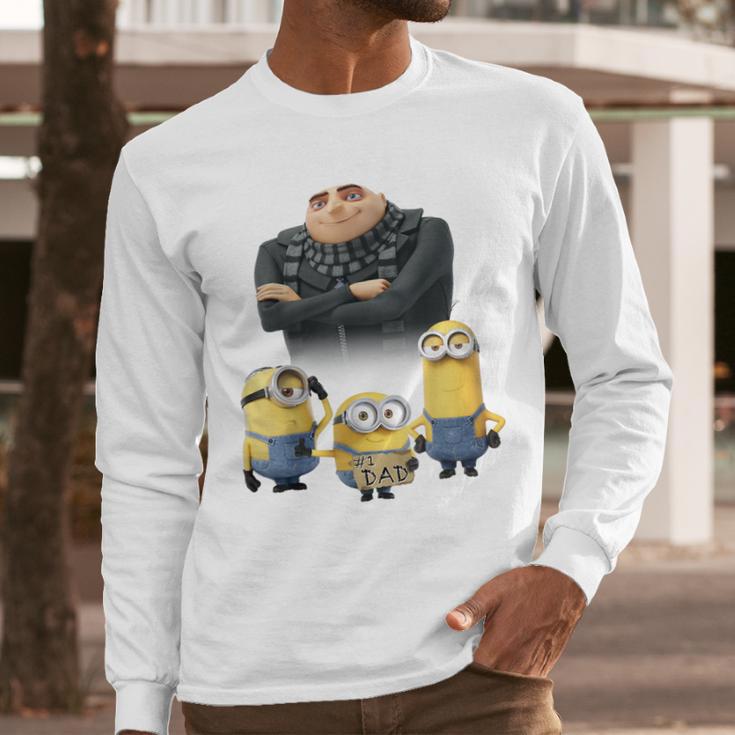 Despicable Me Minions Father's Day 1 Dad Cardboard Sign Men Long Sleeve T-Shirt Despicable Me Minions Father's Day 1 Dad Cardboard Sign Men Long Sleeve T-Shirt