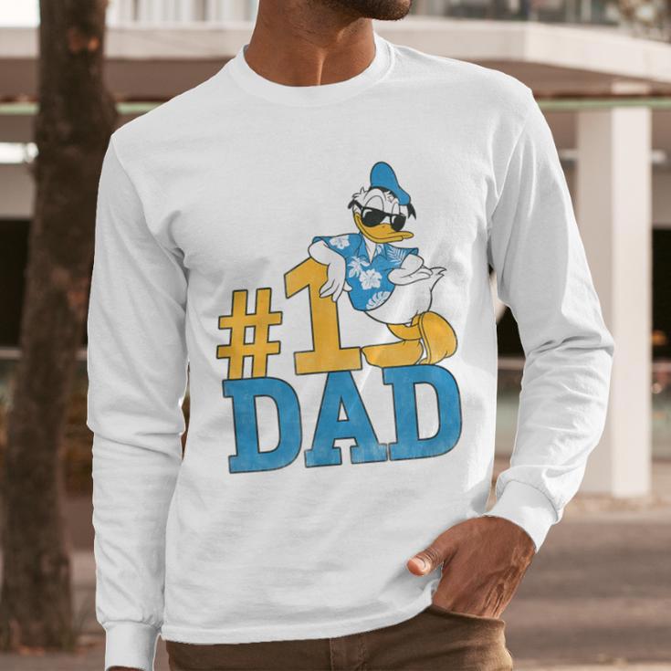 Disney Donald Duck Number One Dad Sunglasses Father's Day Men Long Sleeve T-Shirt Disney Donald Duck Number One Dad Sunglasses Father's Day Men Long Sleeve T-Shirt
