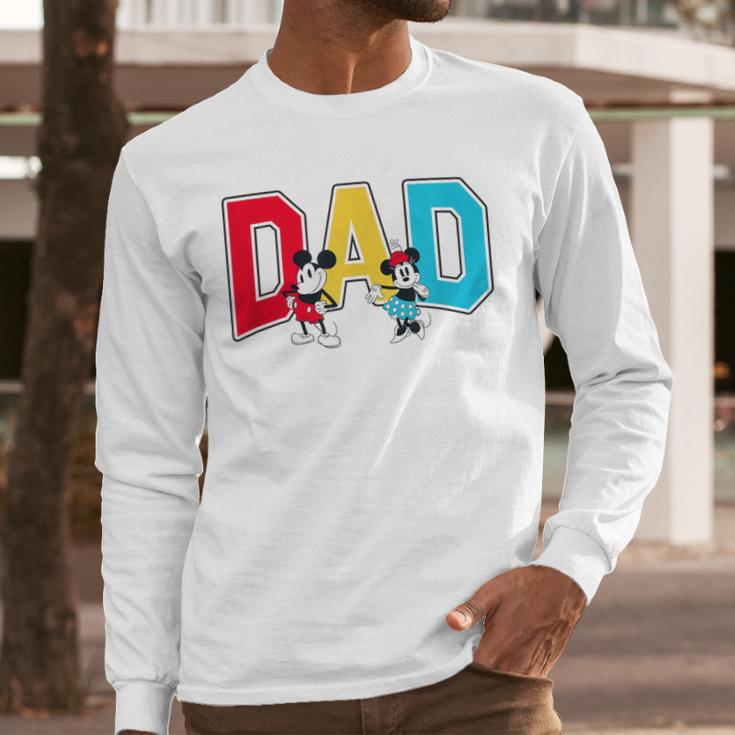 Disney Mickey And Friends Mickey Minnie Dad Collegiate Logo Men Long Sleeve T-Shirt